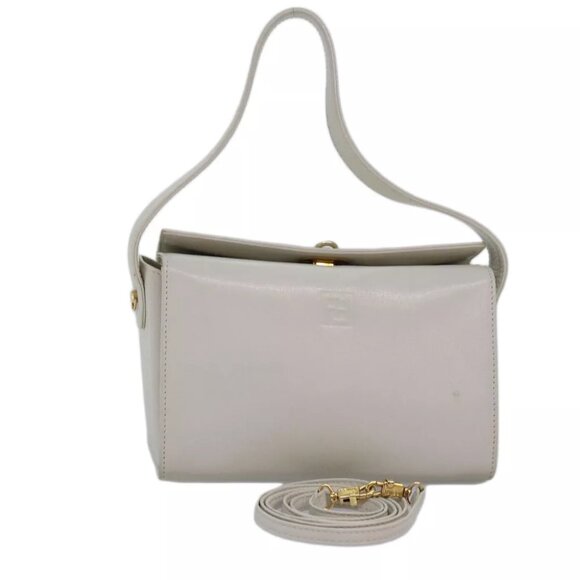 FENDI Hand Bag Leather 2way White Auth yk12624 - Picture 1 of 14